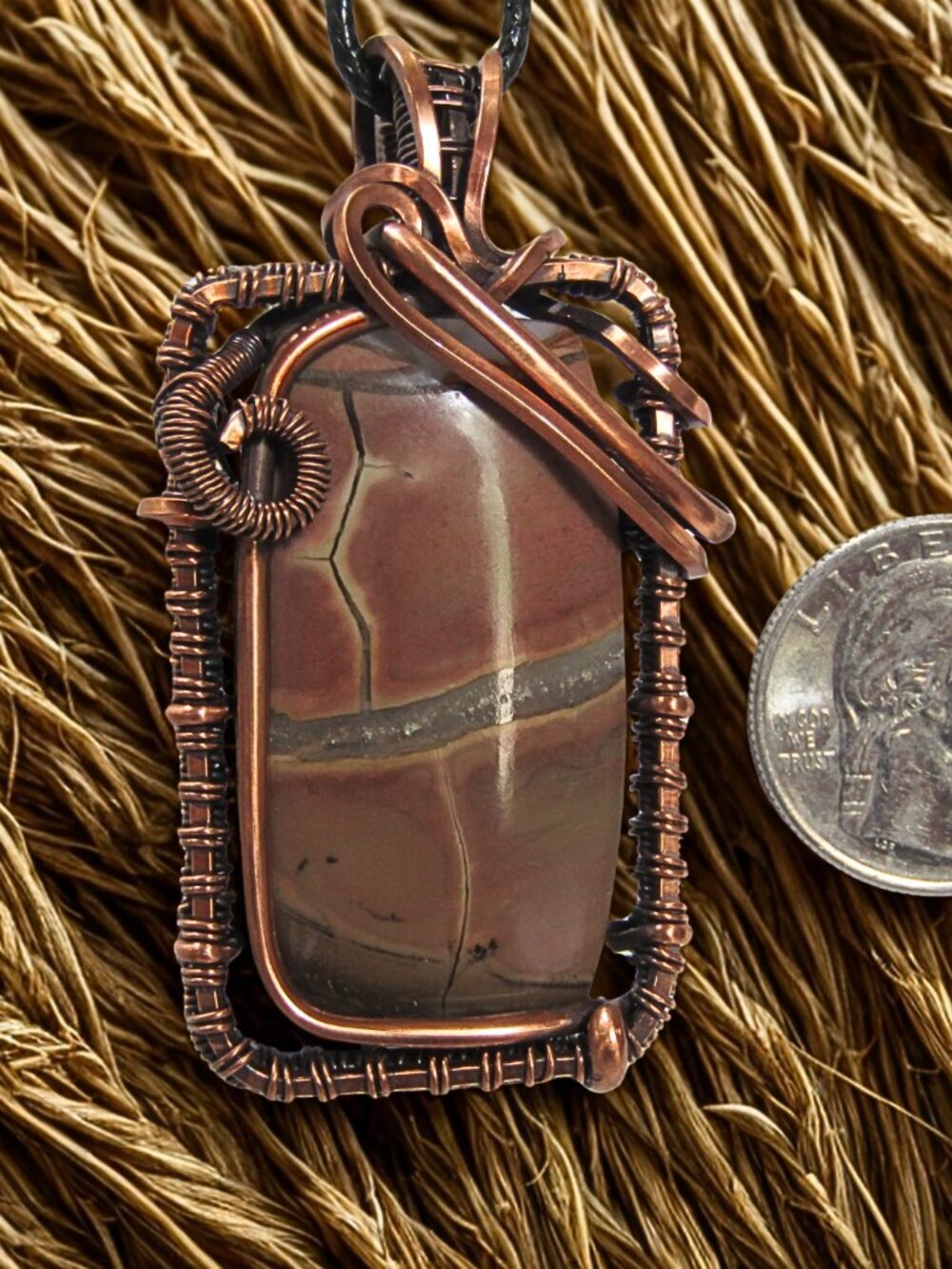 Handmade Wire Wrapped Septarian Stone crystal. Also known as the "Dragon Stone" - Picture 2 of 7